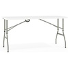 image:imageFlash Furniture Kathryn 5 Rectangular Plastic Folding Event Table with Carrying Handle BiFold Portable Banquet Table for IndoorOutdoor Events White 2725D x 60W x 34H