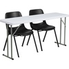 image:imageFlash Furniture Kathryn 5Foot Plastic Folding Training Table Set with 2 Black Plastic Stack Chairs