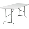 image:imageFlash Furniture Kathryn 6 Rectangular Adjustable Plastic Folding Event Table Folding Portable Banquet Table for IndoorOutdoor Events White