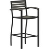 image:imageFlash Furniture Lark Commercial Grade Bar Height Stool with Arms AllWeather Outdoor Bar Stool with Faux Wood Poly Resin Slats and Aluminum Frame TeakGray Wash