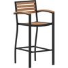 image:imageFlash Furniture Lark Commercial Grade Bar Height Stool with Arms AllWeather Outdoor Bar Stool with Faux Wood Poly Resin Slats and Aluminum Frame TeakTeak