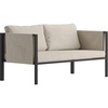 image:imageFlash Furniture Lea IndoorOutdoor Loveseat with Cushions  Modern Steel Framed Chair with Storage Pockets Black with Beige Cushions