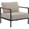 image:imageFlash Furniture Lea IndoorOutdoor Patio Chair with Cushions  Modern Aluminum Framed Chair with Teak Accented Arms Black with Beige CushionsBeige