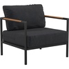 image:imageFlash Furniture Lea IndoorOutdoor Patio Chair with Cushions  Modern Aluminum Framed Chair with Teak Accented Arms Black with Beige CushionsCharcoal