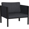 image:imageFlash Furniture Lea IndoorOutdoor Patio Chair with Cushions  Modern Steel Framed Chair with Storage Pockets Black with Beige CushionsCharcoal