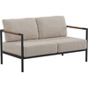 image:imageFlash Furniture Lea IndoorOutdoor Patio Loveseat with CushionsModern Aluminum Framed Loveseat with Teak Accent Arms Black with Beige Cushions