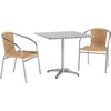 image:imageFlash Furniture Lila 315 Square Aluminum IndoorOutdoor Table Set with 2 Black Rattan ChairsBeige