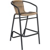 image:imageFlash Furniture Lila Commercial Grade Rattan IndoorOutdoor Commercial Restaurant Barstool  Rattan Seat and Back  Footrest  GrayMedium Brown