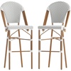 image:imageFlash Furniture Lourdes Commercial Grade Bistro Bar Height Stool Stackable IndoorOutdoor Dining Stool 30 High WhiteGray and Bamboo Finish Set of 2White  GrayNatural Frame
