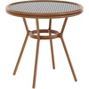 image:imageFlash Furniture Lourdes IndoorOutdoor Commercial Bistro Table  Tempered Glass Top  PE Rattan  Natural Bamboo Print Aluminum Frame  315  BlackWhiteBlack  White RattanNatural Frame