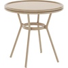 image:imageFlash Furniture Lourdes IndoorOutdoor Commercial Bistro Table  Tempered Glass Top  PE Rattan  Natural Bamboo Print Aluminum Frame  315  BlackWhiteNatural  White RattanLight Natural Frame