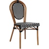 image:imageFlash Furniture Lourdes IndoorOutdoor Commercial Thonet French Bistro Stack Chair  NATWhite PE Rattan Back and Seat  Light Natural Bamboo Print Metal Frame  2 PKBlack  WhiteNatural Frame