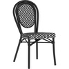 image:imageFlash Furniture Lourdes IndoorOutdoor Commercial Thonet French Bistro Stack Chair  NATWhite PE Rattan Back and Seat  Light Natural Bamboo Print Metal Frame  2 PKBlack  WhiteBlack Frame