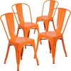 image:imageFlash Furniture Luke Commercial Grade 4 Pack Orange Metal IndoorOutdoor Stackable Chair