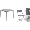 image:imageFlash Furniture Madelyn Folding Card Table  Gray  Portable Square Table amp Hercules Series Plastic Folding Chair  Grey  4 Pack 650LB Weight Capacity Comfortable EventGrey