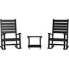 image:imageFlash Furniture Manchester Commercial 3Piece Rocking ChairsTable Set 2 Contemporary Rocking Chairs End Table HDPE Construction AllWeather Use BlackBlack