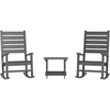 image:imageFlash Furniture Manchester Commercial 3Piece Rocking ChairsTable Set 2 Contemporary Rocking Chairs End Table HDPE Construction AllWeather Use BlackGrey