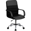 image:imageFlash Furniture Manor MidBack Swivel LeatherSoft Desk Chair with Headrest and Padded Arms Adjustable Height Padded Ergonomic Office Chair BlackBlack