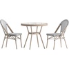 image:imageFlash Furniture Marseille IndoorOutdoor Commercial Bistro Set  Tempered Glass Top Table  2 Chairs  Textilene  Lt NAT Bamboo Print Aluminum Frame  BlkWhtBlack  White TextileneLight Natural Frame