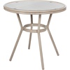 image:imageFlash Furniture Marseille IndoorOutdoor Commercial Bistro Table  Tempered Glass Top  Textilene Fabric  Natural Bamboo Print Aluminum Frame  315  BlackBlack  White TextileneLight Natural Frame