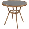 image:imageFlash Furniture Marseille IndoorOutdoor Commercial Bistro Table  Tempered Glass Top  Textilene Fabric  Natural Bamboo Print Aluminum Frame  315  BlackBlack TextileneNatural Frame
