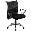 image:imageFlash Furniture MidBack Black Mesh Swivel Managers Office Chair with Adjustable Lumbar Support and Arms