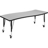 image:imageFlash Furniture Mobile 26W x 60L Rectangular Wave Collaborative Oak Thermal Laminate Activity Table  Height Adjustable Short LegsGrey