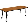 image:imageFlash Furniture Mobile 26W x 60L Rectangular Wave Collaborative Oak Thermal Laminate Activity Table  Height Adjustable Short LegsOak