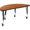 image:imageFlash Furniture Mobile 475 Half Circle Wave Collaborative Grey Thermal Laminate Activity Table  Height Adjustable Short LegsOak