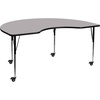 image:imageFlash Furniture Mobile 48W x 72L Kidney Red Thermal Laminate Activity Table  Standard Height Adjustable LegsGrey