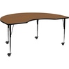 image:imageFlash Furniture Mobile 48W x 72L Kidney Red Thermal Laminate Activity Table  Standard Height Adjustable LegsOak