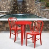 image:imageFlash Furniture Napoleon Commercial Grade 24 Round BlackAntique Gold Metal IndoorOutdoor Table Set with 2 Vertical Slat Back ChairsRed