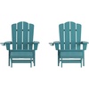 image:imageFlash Furniture Newport Poly Resin Adirondack Chair with Cup Holder and Pull Out Ottoman AllWeather Poly Resin IndoorOutdoor Lounge Chair GrayBlue