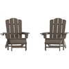 image:imageFlash Furniture Newport Poly Resin Adirondack Chair with Cup Holder and Pull Out Ottoman AllWeather Poly Resin IndoorOutdoor Lounge Chair GrayBrown