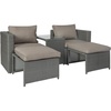 image:imageFlash Furniture Nico IndoorOutdoor Modular Loveseat Sofa Set Tempered Glass Top Table Comfortable Ottomans Versatile Sofa SetUps GrayNaturalBeige FabricGray Frame