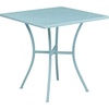 image:imageFlash Furniture Oia 28 Commercial Grade Steel Patio Table Modern Square Rain Flower Design Outdoor Dining Table BlackSky Blue