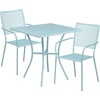 image:imageFlash Furniture Oia Commercial Grade 28 Square Black IndoorOutdoor Steel Patio Table Set with 2 Square Back ChairsSky Blue