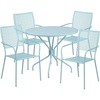 image:imageFlash Furniture Oia Commercial Grade 3525 Round Black IndoorOutdoor Steel Patio Table Set with 4 Square Back ChairsSky Blue