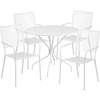 image:imageFlash Furniture Oia Commercial Grade 3525 Round Black IndoorOutdoor Steel Patio Table Set with 4 Square Back ChairsWhite