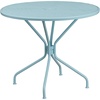 image:imageFlash Furniture Oia Commercial Grade 3525 Round Black IndoorOutdoor Steel Patio Table with Umbrella HoleSky Blue