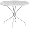 image:imageFlash Furniture Oia Commercial Grade 3525 Round Black IndoorOutdoor Steel Patio Table with Umbrella HoleWhite