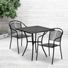 image:imageFlash Furniture Oia Commercial Grade 355 Square Black IndoorOutdoor Steel Patio Table Set with 2 Round Back ChairsBlack