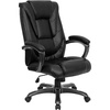 image:imageFlash Furniture Oma High Back Black LeatherSoft Layered Upholstered Executive Swivel Ergonomic Office Chair with Smoke Metal Base and Arms