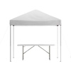 image:imageFlash Furniture Otis 8x8 White Pop Up Event Canopy Tent with Carry Bag and 6Foot BiFold Folding Table with Carrying Handle  Tailgate Tent SetWhite