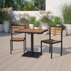 image:imageFlash Furniture Outdoor Patio Bistro Dining Table Set with 2 Chairs and Faux Teak Poly Slats3 Piece