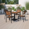 image:imageFlash Furniture Outdoor Patio Bistro Dining Table Set with 2 Chairs and Faux Teak Poly Slats5 Piece