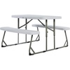 image:imageFlash Furniture Paige EasyFold Kids Outdoor Picnic Table and Benches  Commercial Grade Folding Plastic Play Table  Recommended for up to Age 5  BrownWhite