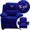 image:imageFlash Furniture Personalized Deluxe Padded Microfiber Kids Recliner with Storage Arms Blue
