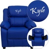 image:imageFlash Furniture Personalized Deluxe Padded Vinyl Kids Recliner with Storage Arms Blue