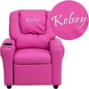 image:imageFlash Furniture Personalized Hot Vinyl Kids Recliner with Cup Holder and Headrest Pink